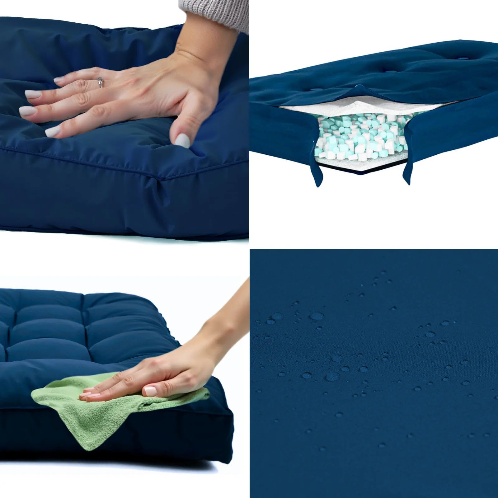 Coussin Bain de Soleil - Matelas pour transat - 185x55cm & épaisseur 12 cm - Déperlant et résistant aux UV - Bleu Pétrole - Déco Arts