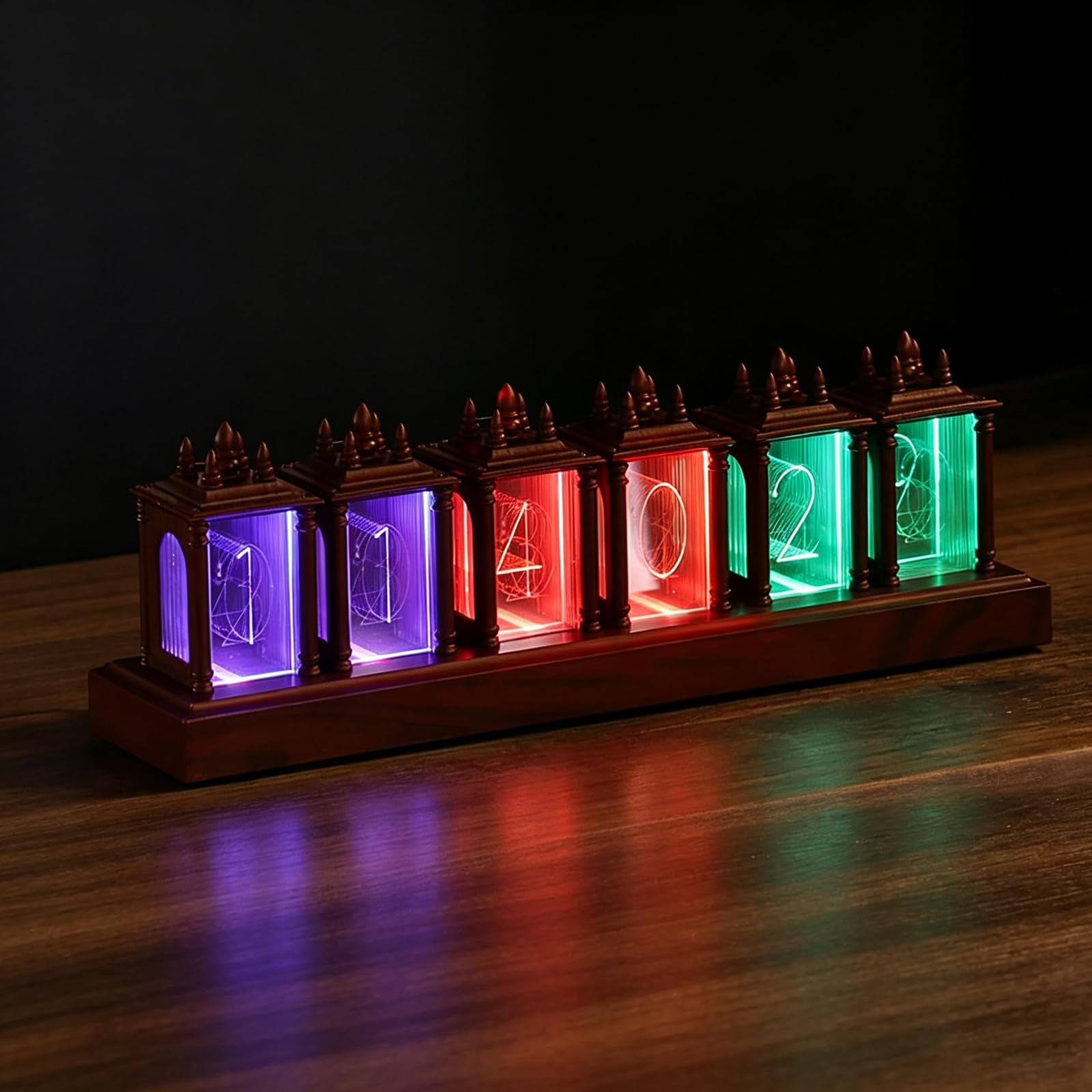 Reloj Digital De Tubo, Led Digital, 7 Modos, Alimentado por USB, Despertador Vintage Electrónico Retro Moderno De Madera (marrón) Brown