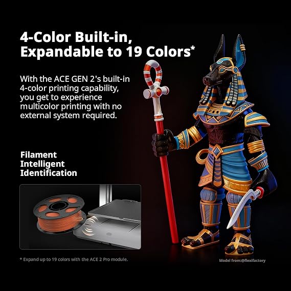 Anycubic Kobra X Multicolor 3D Printer, 2X Faster & Easy One-Click Printing, 600mm/s High Speed 3D Printers for Beginners & Kids, 4-Color Built-in, 260x260x260m3, Easy to Use FDM 3D Printer