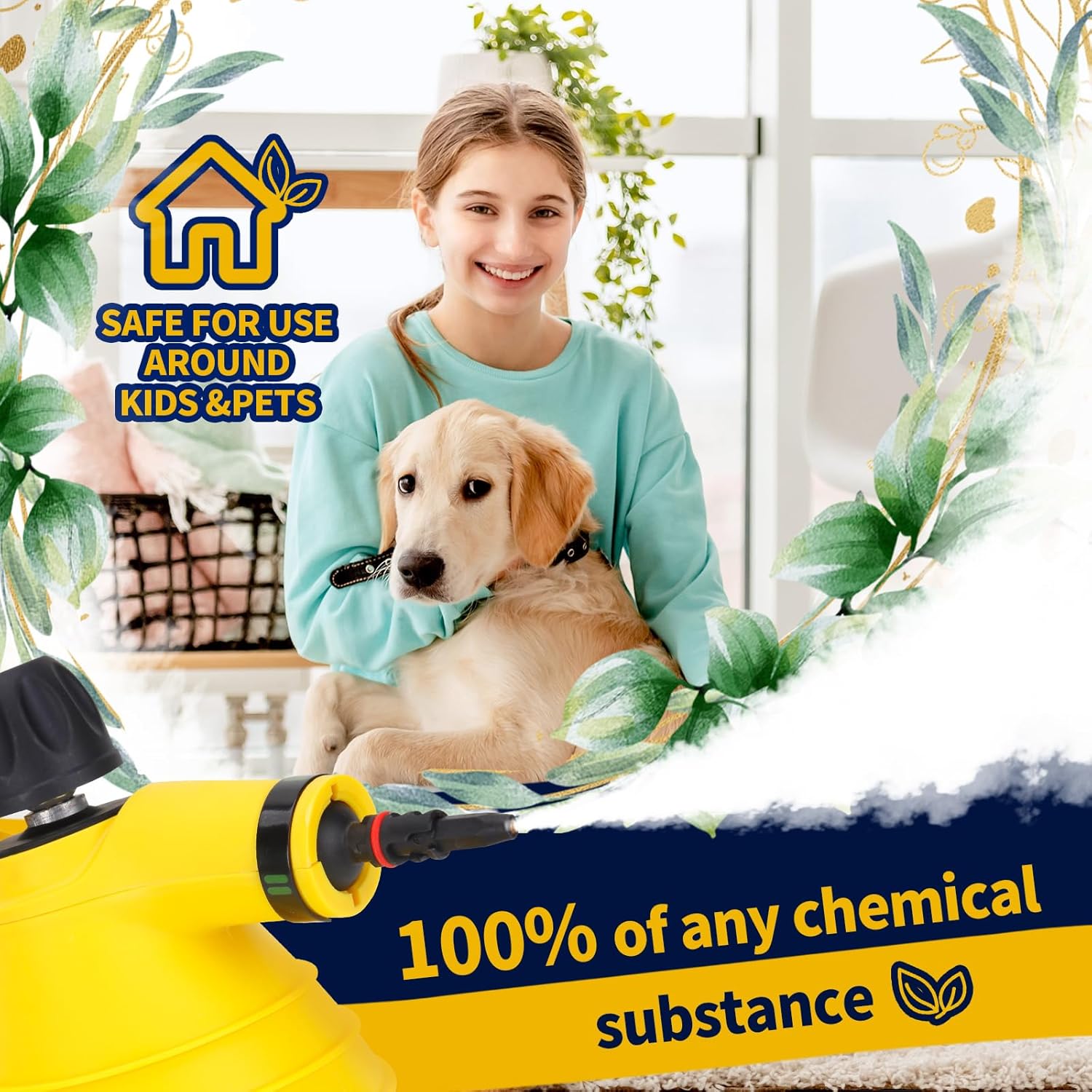 Handheld Pressurized Steam Cleaner,Multi-Surface Steamer with 12 Accessories & Safety Lock,Steamer for Cleaning Car, Bathroom, Shower, Upholstery, Grout, Window, Grime, Grease - Image 7