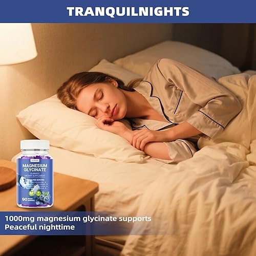 Miniatura 6 de Gomitas de glicinato de magnesio de 1000 mg, sin OMG, sin gluten, gomitas de suplemento de magnesio para adultos y niños, dormir, relajación y