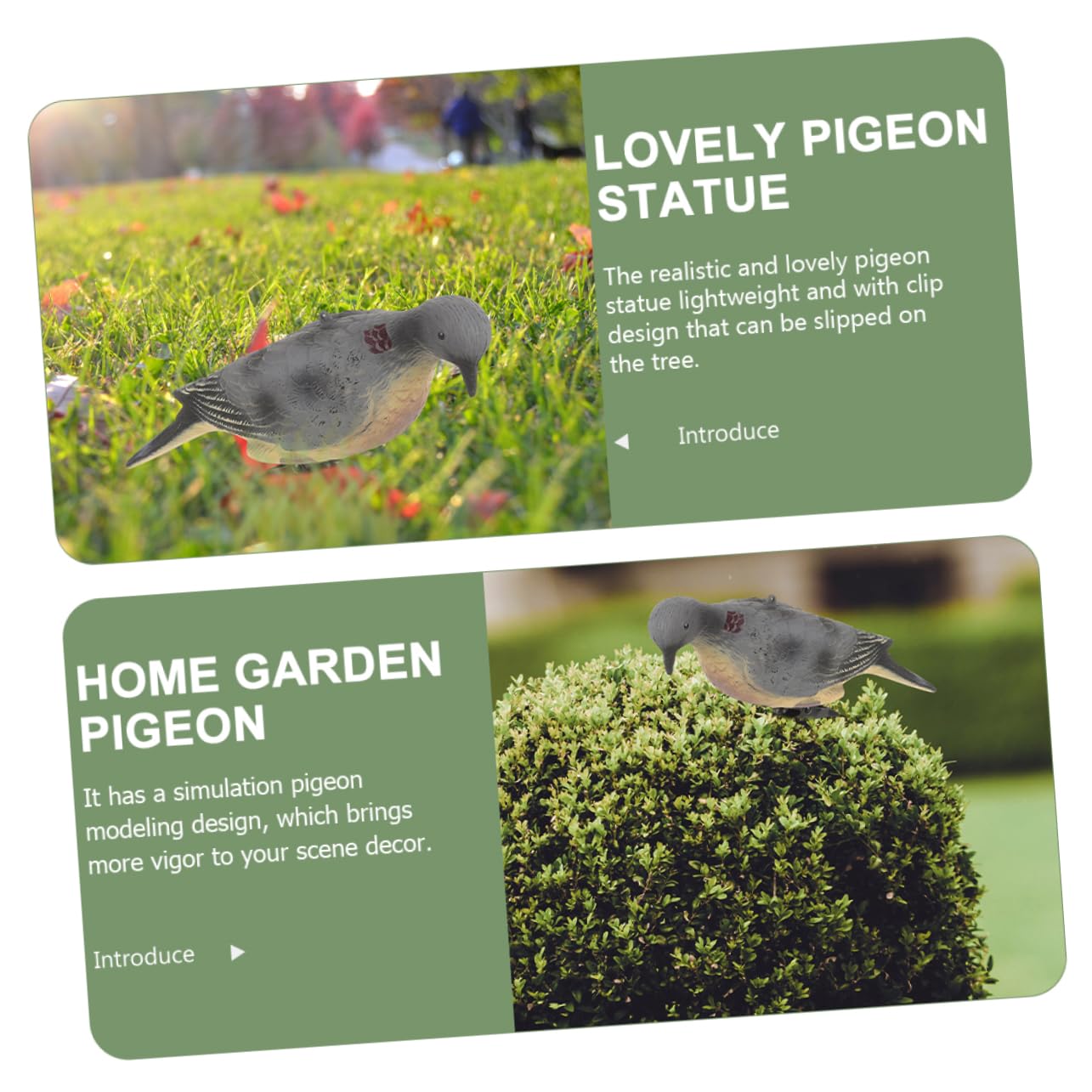 2piezas Palomas Decorativas De Plástico Estatua De Pájaro Falso para Caza y Decoración De Aves