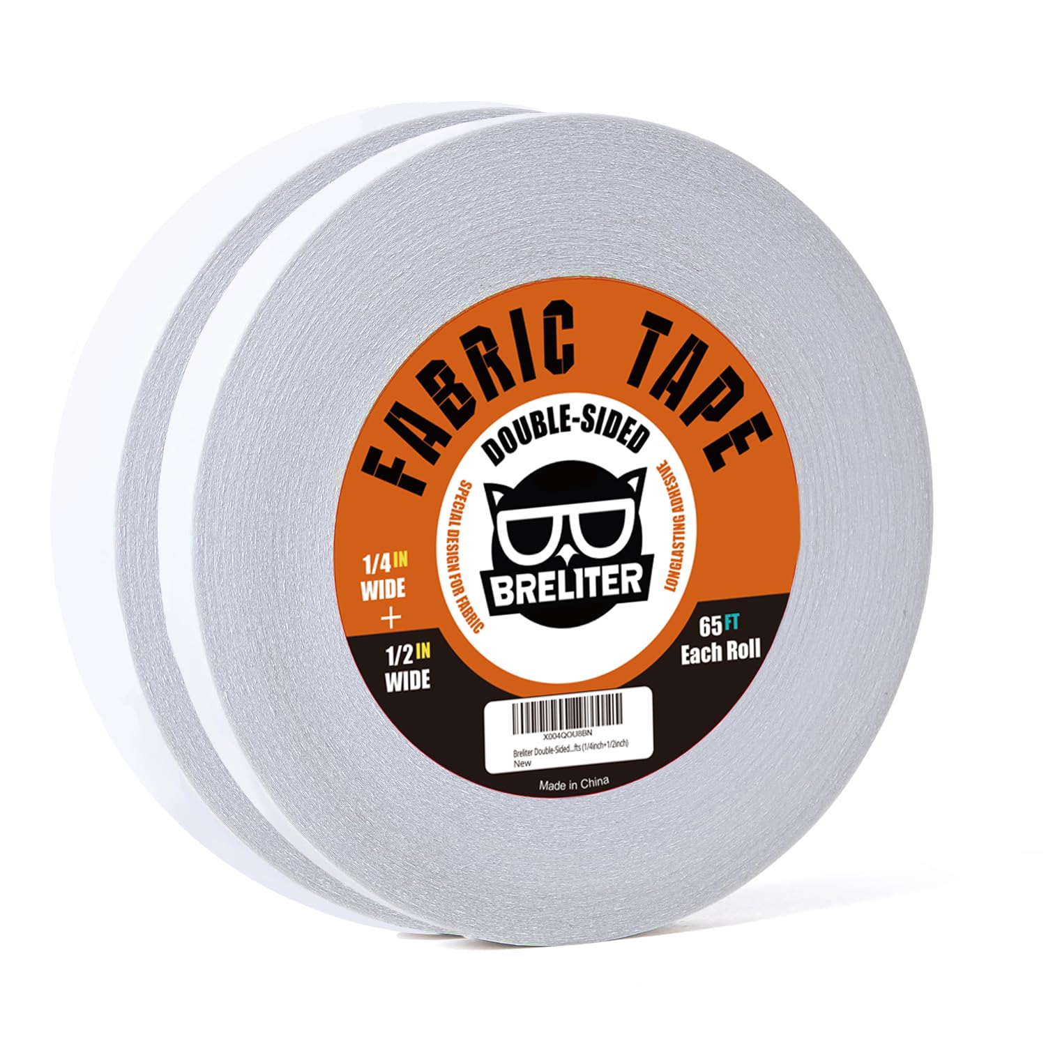 Double-Sided Fabric Tape (2 Rolls) - 65FT Length, No Sewing or Ironing Required, Perfect for Quick Clothing Repairs, Fabric Bonding, and DIY Crafts (1/4inch+1/2inch)