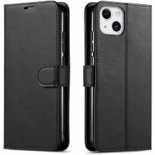 STARSHOP Compatible with iPhone 13 Case, with [Tempered Glass Screen Protector Included] PU Leather Wallet Shockproof Phone Cover Kickstand with Pocket Card Slots Magnet Closure - Dark