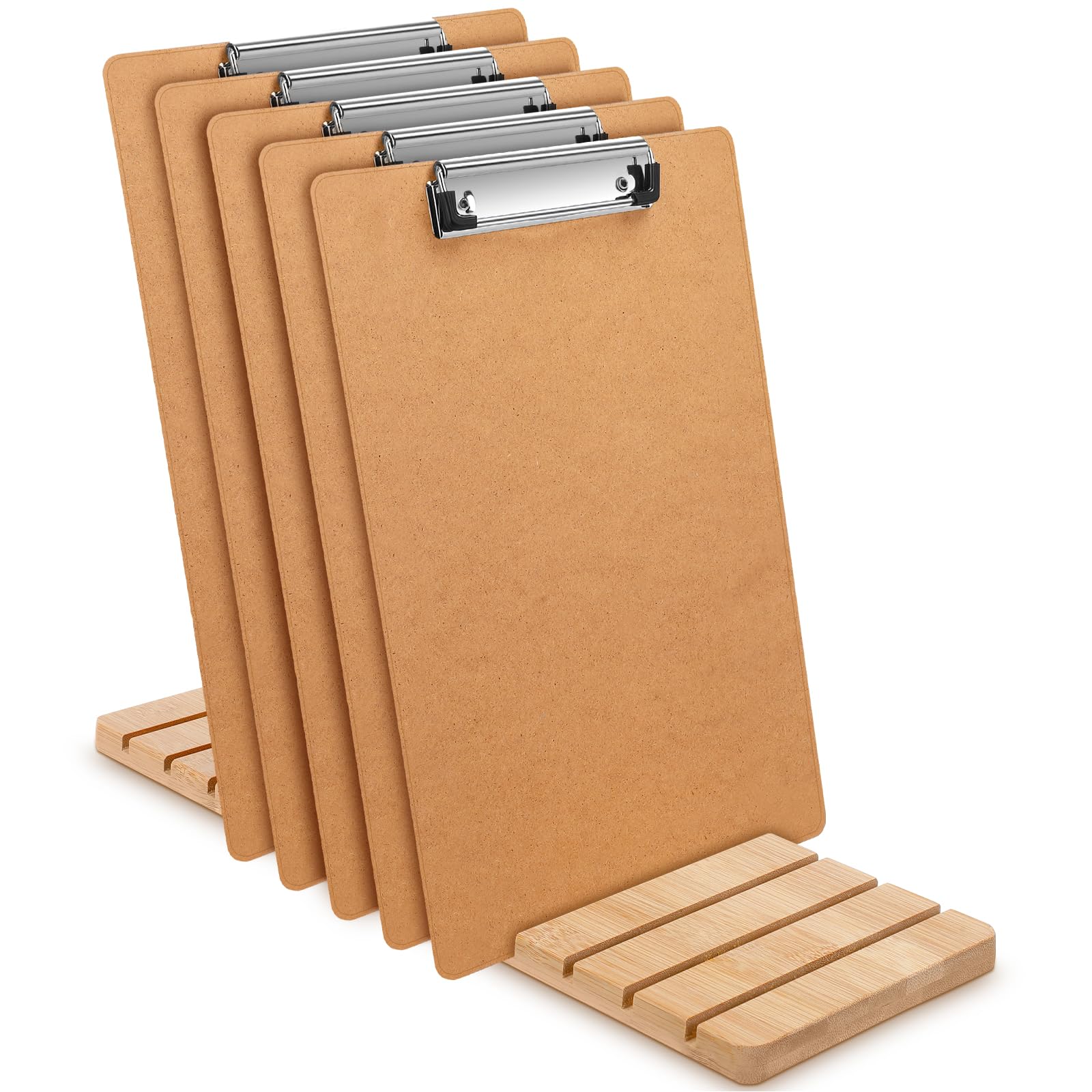 Chunful 12 Slots Bamboo Clipboard Holder Storage Rack, 5.9 x 15.7 Inch