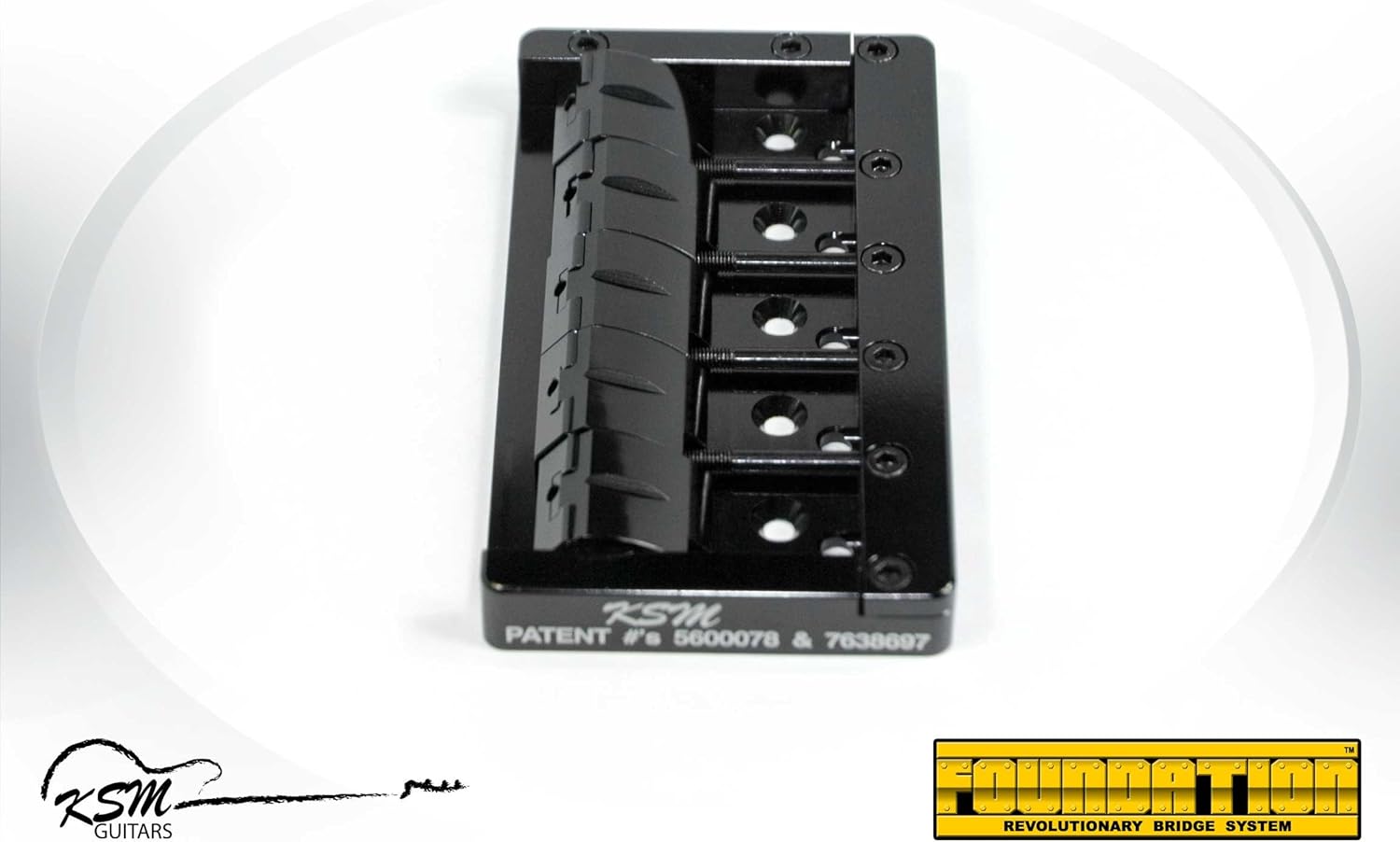 KSM FOUNDATION Bass Bridge (5-string) "Black Body with Black Bolts 17mm"
