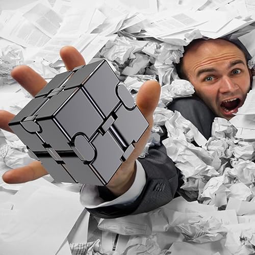 Miniatura 11 de Fidget Blocks Toys Infinity Cube Juguete para aliviar la ansiedad y el estrés para adultos, material de aleación de aluminio (rojo)