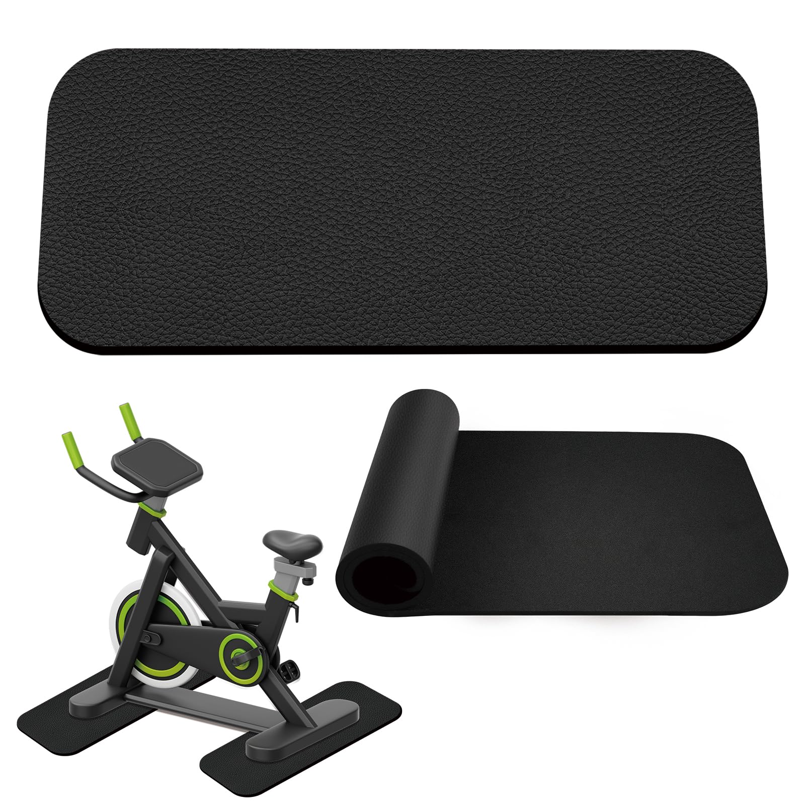 Lot de 2 Tapis de Protection Sol Fitness 28 x 70 cm, Tapis de Sol Sport 6 mm Anti Bruit Vibration pour Vélo Elliptique, Treadmill, Home Trainer