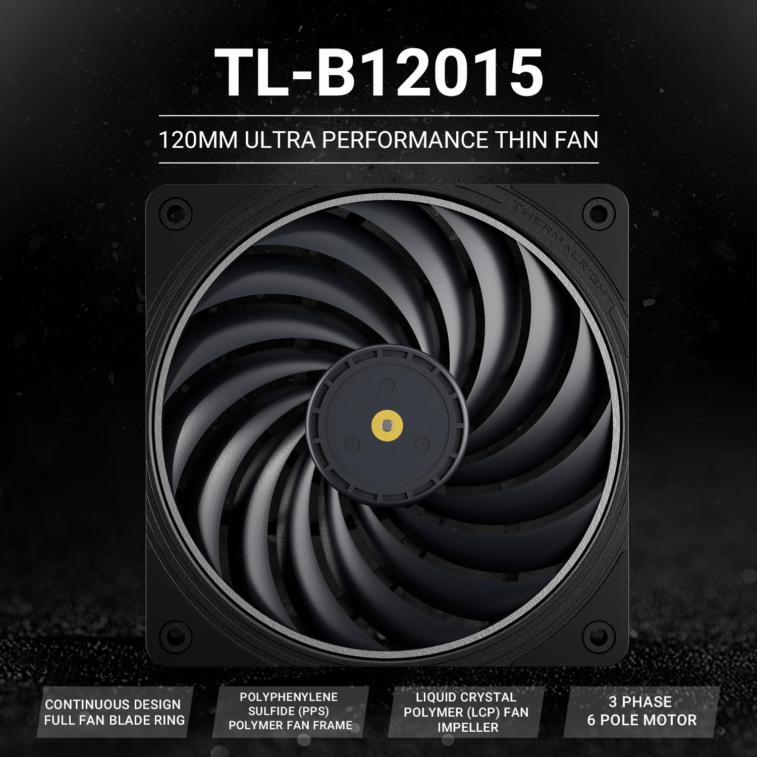 Thermalright TL-B12015 CPU Fan,Computer Case Fan Quiet 4-pin PWM, 2150RPM High Speed,15mm Slimline,for CPU Cooling and Chassis,120mm PC Cooling