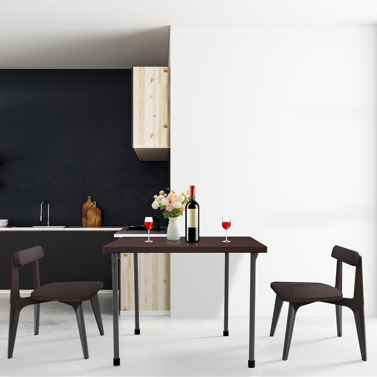 34 Folding Table, Portable Square Folding Card Table with Collapsible Legs Plastic Tables for Camping,Picnic, Office, Party, Brown