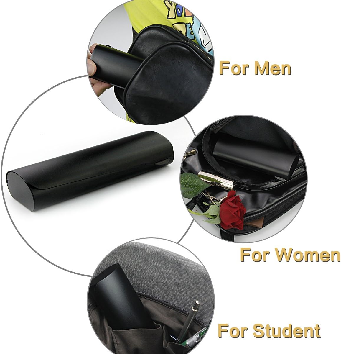 Slim Eyeglass Case, Portable Hard Shell Glasses Case Black Matte Spectacle Glasses Cases for Men Women