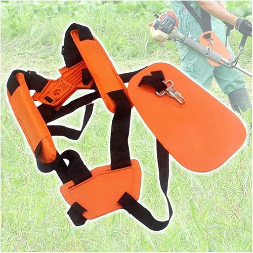 Japard Shoulder Strap for Weed Eater Trimmer, Adjustable & Padded Brush Cutter Double Shoulder Harness, Gardening, Weed Accessories Leaf Brower Orange Black - Thumbnail 2