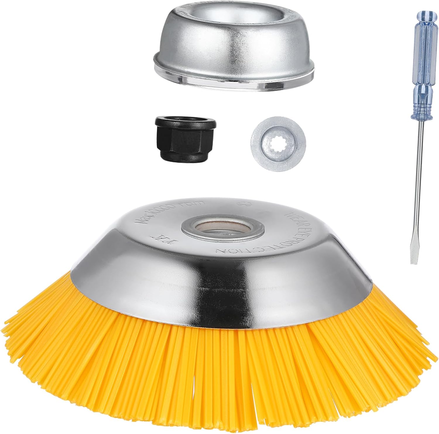 BESPORTBLE Nylon Brush Trimmer Head Garden Accessory with Durable Wire Brush for Efficient Lawn Edging and Weeding Compatible with Grass Strimmer and Lawn Mower