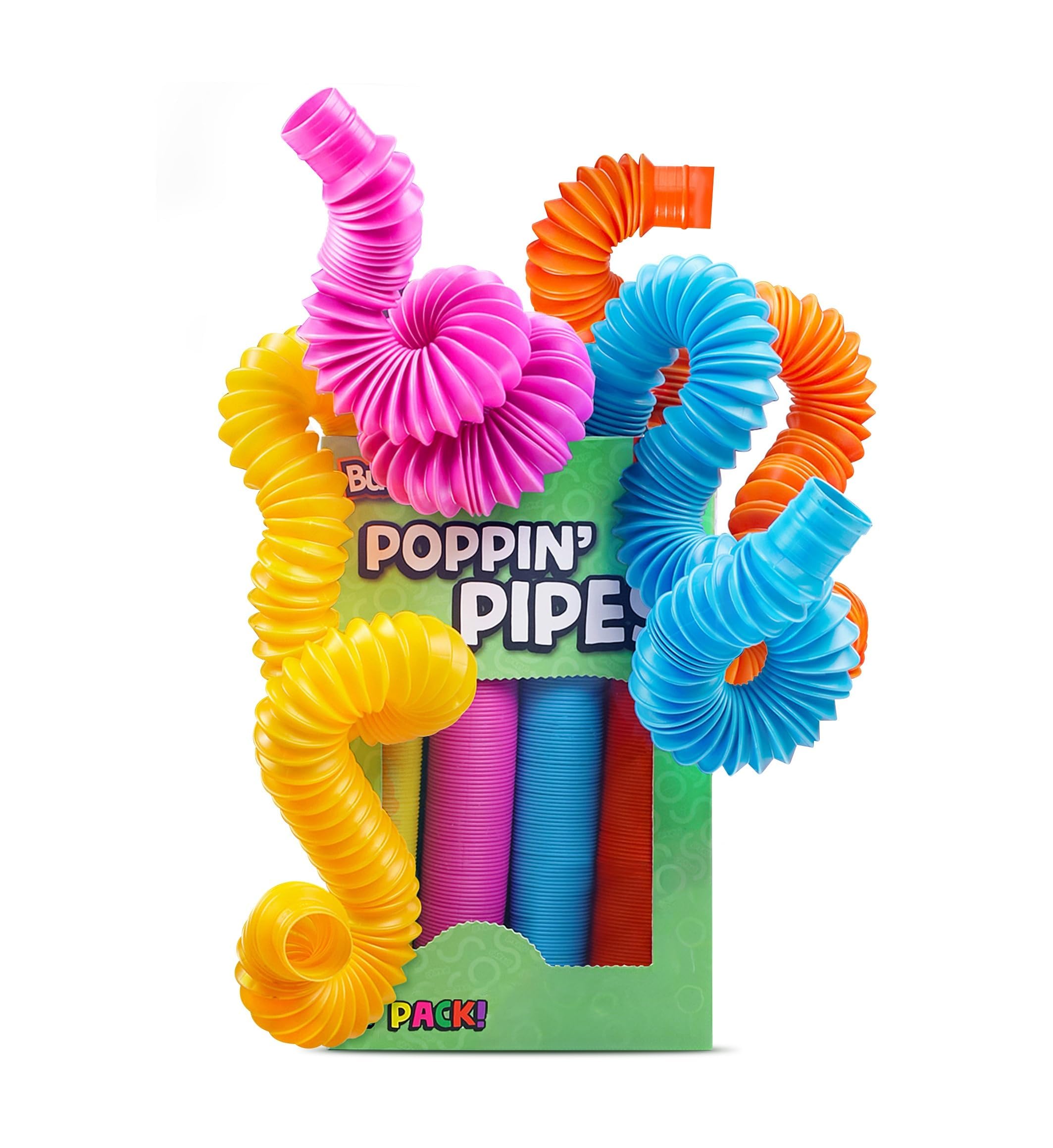 BUNMO Stocking Stuffers for Kids - Pop Tubes - Sensory Toys - Stocking Stuffers - Toddler Toys - Imaginative Play & Stimulating Creative Learning - Non-Mouthable Toy 3+ - 8 Pack Large
