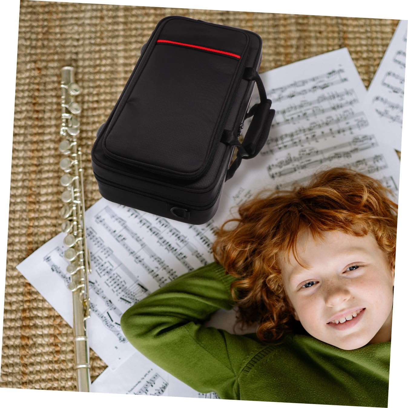 Portable Clarinet Case Black Oxford Fabric Bag Square Box Music Instrument Storage Bag for Men with Pressure-Resistant Leather Suitable for Travel and Performance