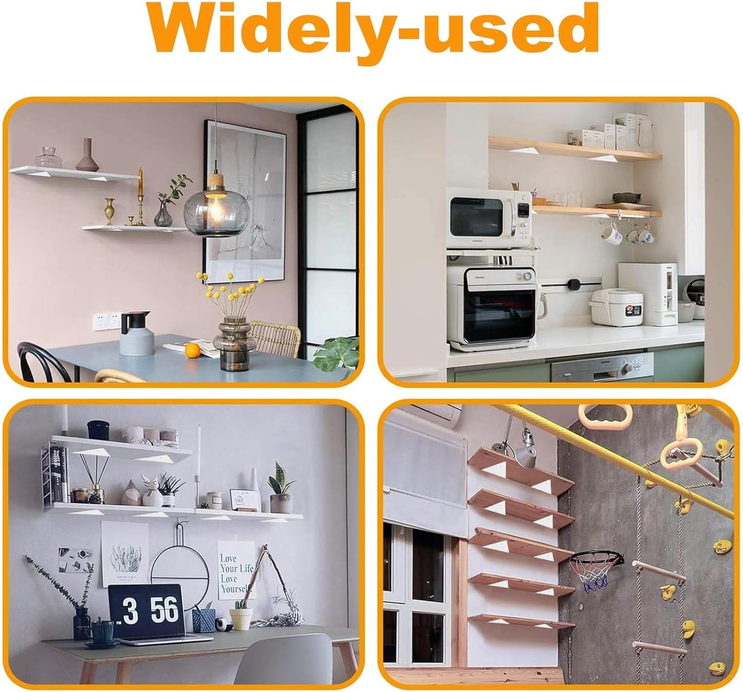 MOROBOR Shelf Bracket, 4Pcs White Triangle Invisible Iron Heavy Duty Wall Mounted Bracket with mounting Screws for Shelves in Kitchen Study Garden（130×140）
