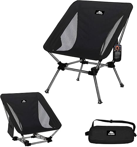 AnYoker Silla de camping, silla compacta de 2 vías, silla plegable portátil, silla de playa con bolsillo lateral, silla de senderismo ligera con