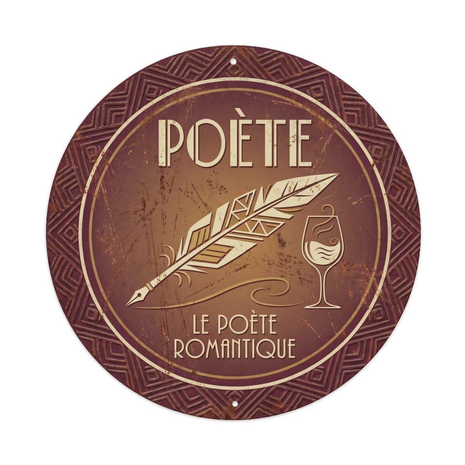Poet Humorous Bistro Poet Metal Tin Sign Plaque Wall Decor for Cafe, Club Bar, Office, Home Garden Round Metal Poster 8x8Inch