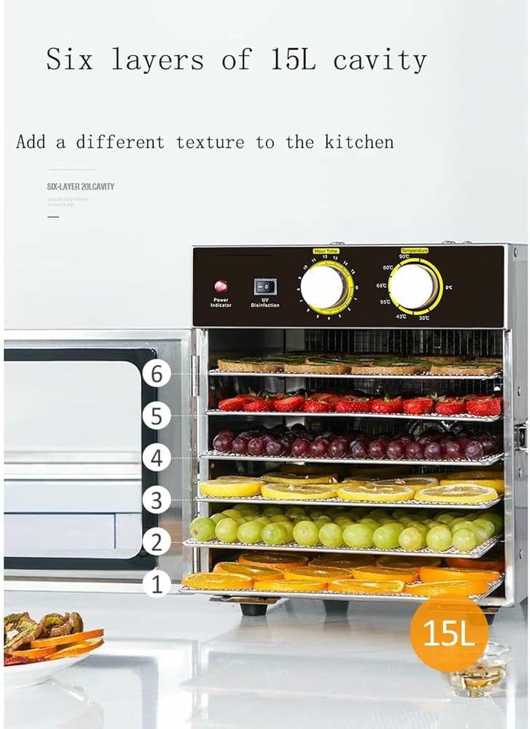 Stainless Steel Food Dehydrator, 6 Trays, Pets Dehydrator For Pets, Fruits, Vegetables, Herbs, Meat, Drying Machine