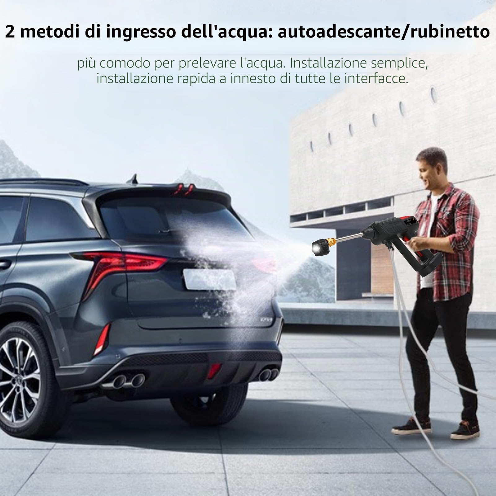 Shkalacar Idropulitrice a Batteria, 60 Bar 300W Idropulitrice ad Alta Potenza con Batteria Ricaricabile a Sspruzzo 6in1 per la Ppulizia del Pavimento della Recinzione dell'auto Irrigazione