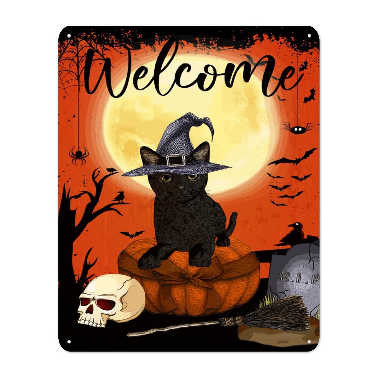 Plaque en métal Halloween finition antique décoration murale de caractère
