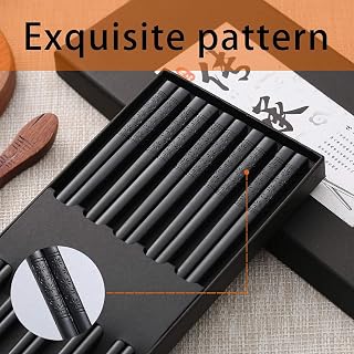 HIWARE 10 Pairs Fiberglass Chopsticks Black - Reusable Dishwasher Safe 9.5 Inch Beginner Friendly Non-Slip