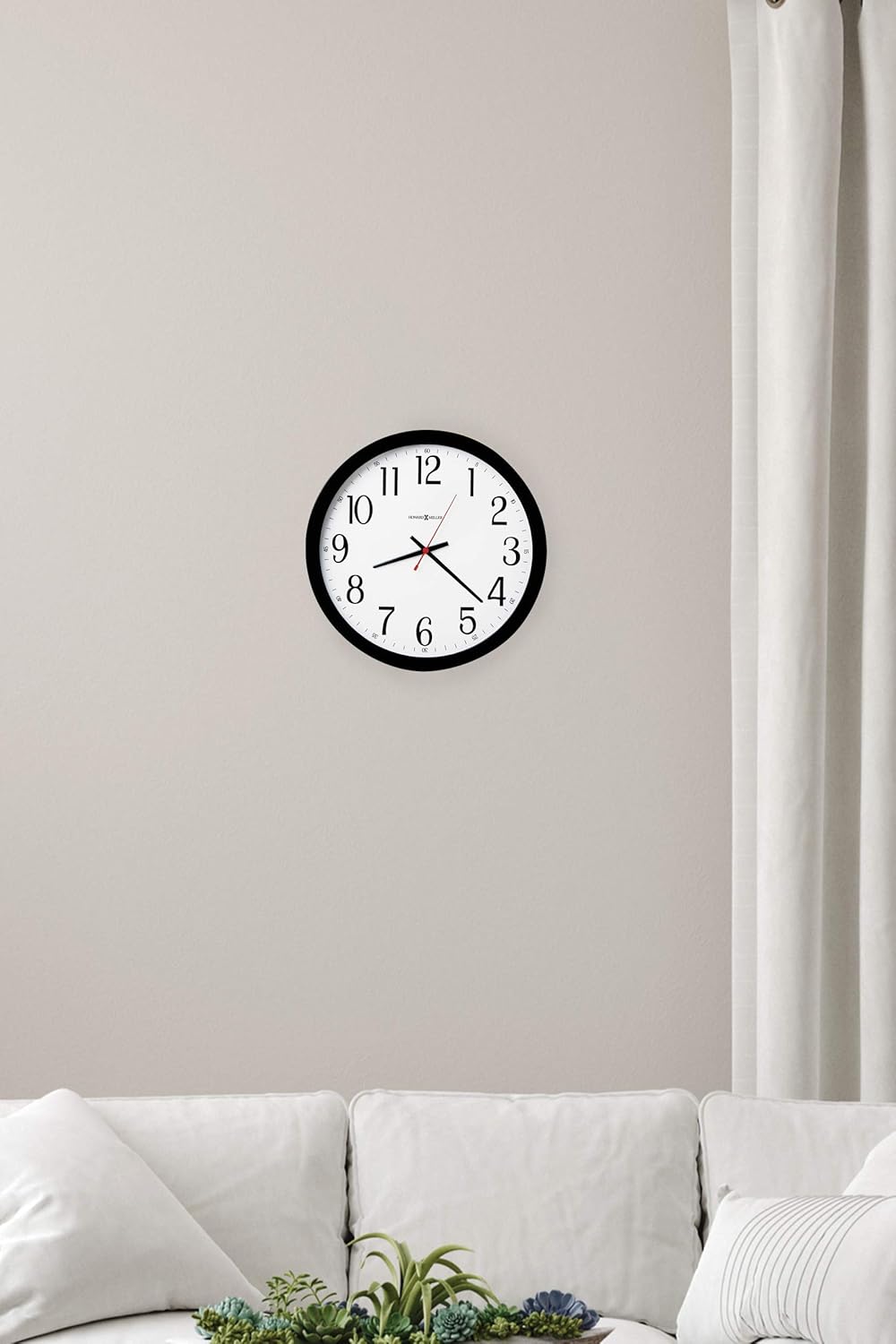 Howard Miller Gallery Wall Clock, Classic Round Design with Optical Crystal Glass Battery Operated, Wall Mount Quartz Movement Black Finish Perfect for Home Decor, Office & Living Room