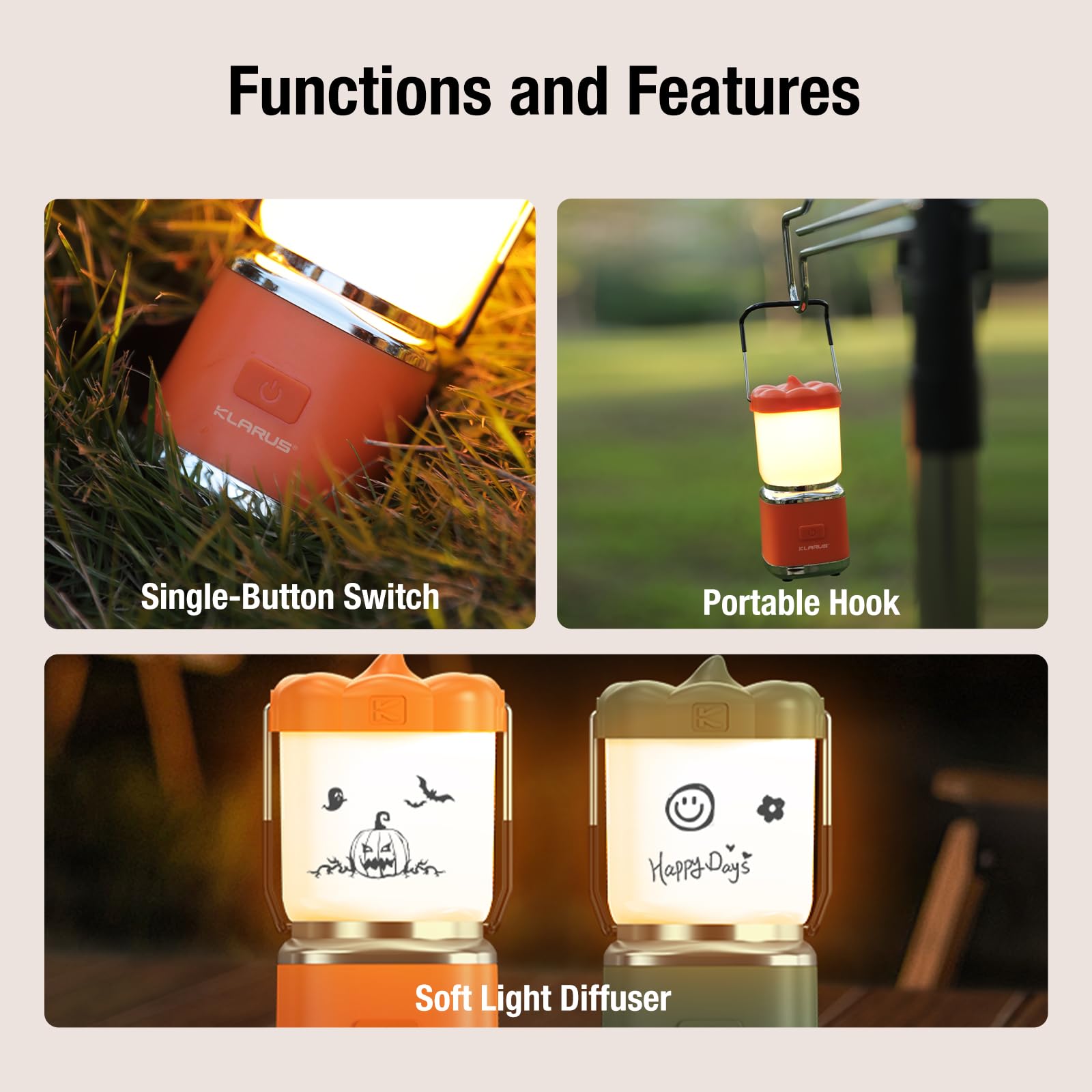 Amazon.com: KLARUS CL8 Small Camping Lantern & Light, Pumpkin