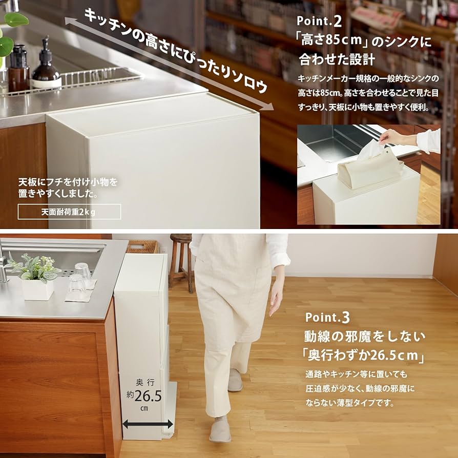 【ラッコちゃん】SOLOW 分別ストッカー ゴミ箱 薄型 2段 45L SOLOW 通路で使えるペダル分別ストッカー2段・45L | リス公式