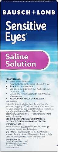 Miniatura 5 de Sensitive Eyes Solución para lentes de contacto de Bausch  Lomb Solución salina para ojos sensibles lentes de contacto suaves y permeables a los