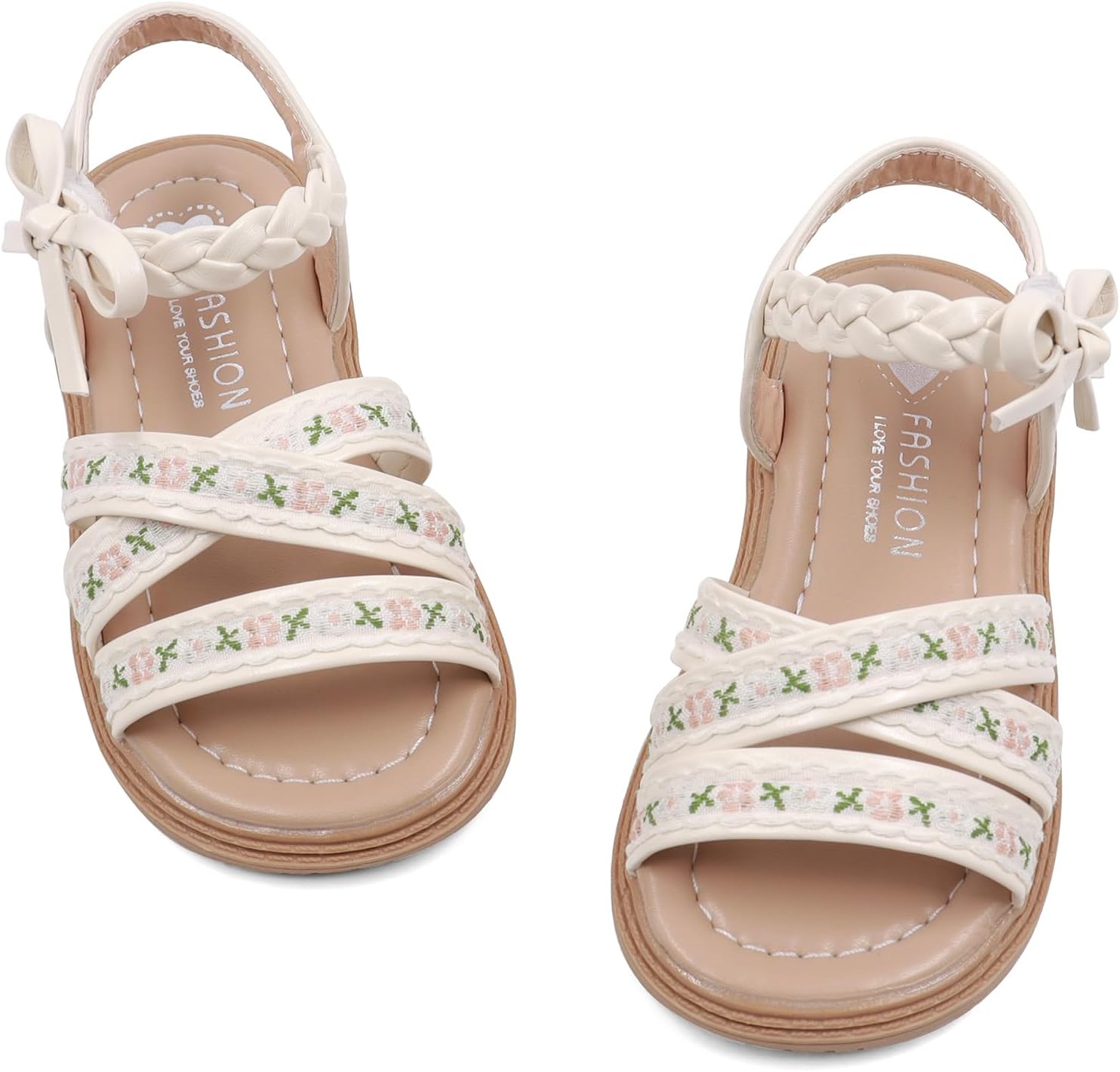 Girls Sandals Toddlers Summer Dress Shoes with Bow Princess Open Toe Flats Sandals for Little Kids