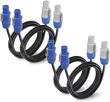 Sound Town 4 Pack 2FT 14AWG AC PowerCon Cable with Twist Lock, PowerCon Input to PowerCon Output 3 Pin Cable for Powered Speaker, Stage Light, LED Screen, Audio Video Equipment and More STC-PP2-4PK