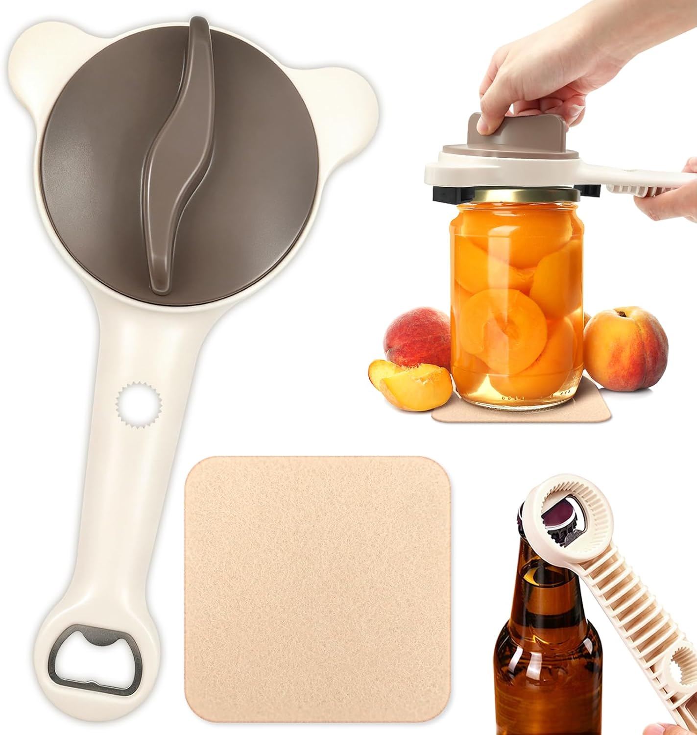4 in 1 Multi-Purpose Jar Opener,Adjustable Stainless Steel Jar Opener for Weak Hands Seniors & Arthritis Sufferers,Multi Size Lid Tool for Jars Cans Wine Bottles, Home Kitchen Helper