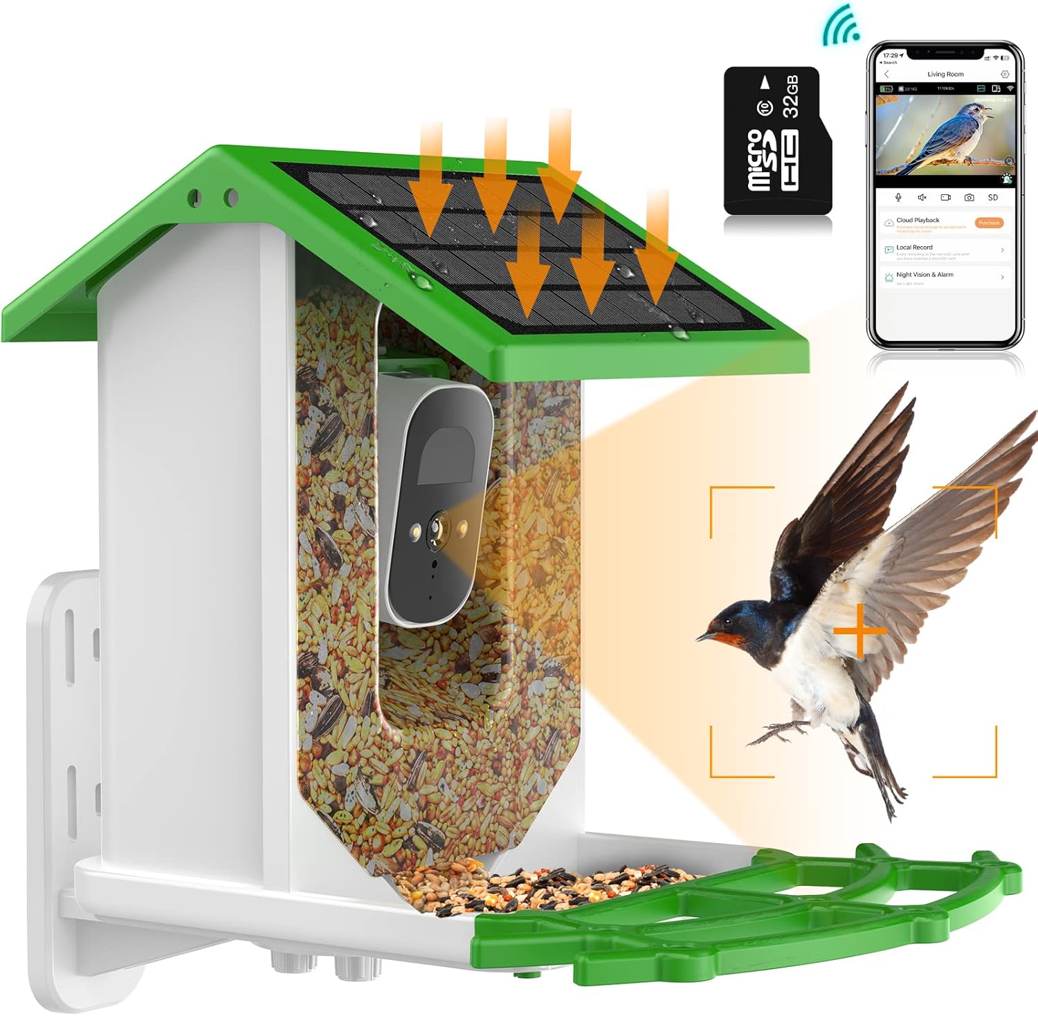 Smart Bird Feeder Camera, Newly Designed Bird Feeder with Camera, Solar Panels Bird Watching