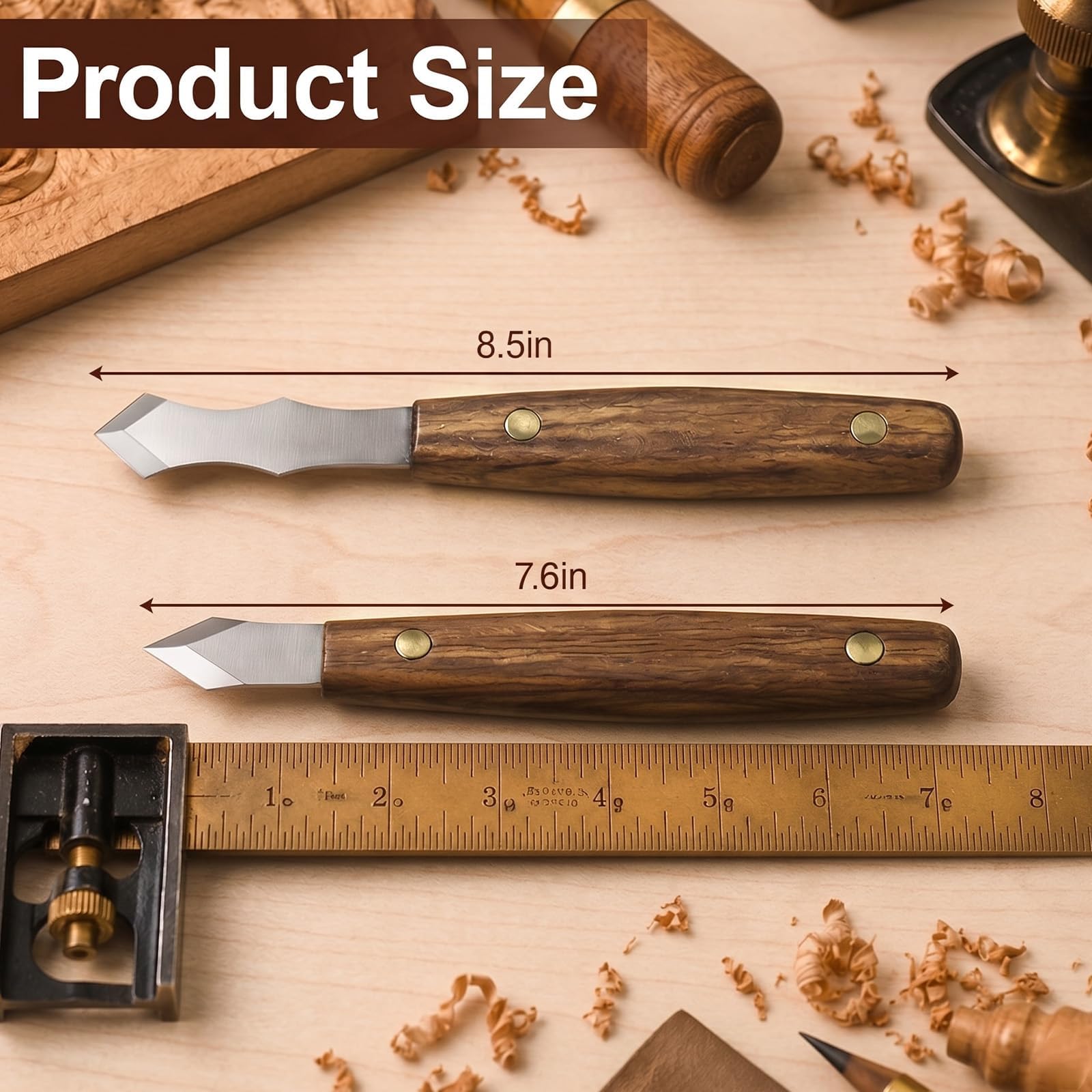 Marking Knife Set for Woodworking, 2-Piece Dual Bevel Precision Scribe Tools with Stainless Steel Blades and Wood Handles, Long Neck Design for Dovetail Joints and Tight Spaces — Amazon image 2