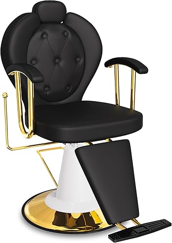 Baasha Silla reclinable para estilista, silla de peluquero multiusos con bomba hidráulica de alta resistencia, silla giratoria de 360 con