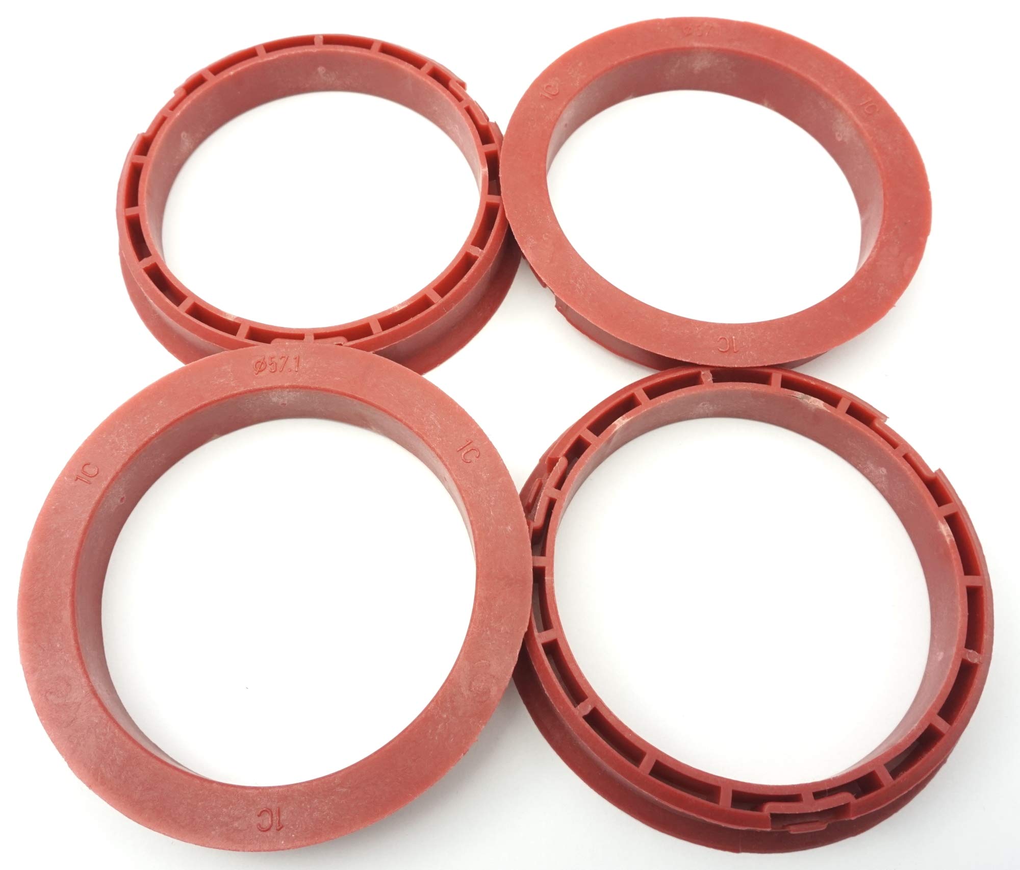 Ronal, 4 anelli di centraggio 68,0 – 57,1/68 su 57,1 rosso, compatibili con VW Audi, Seat Skoda