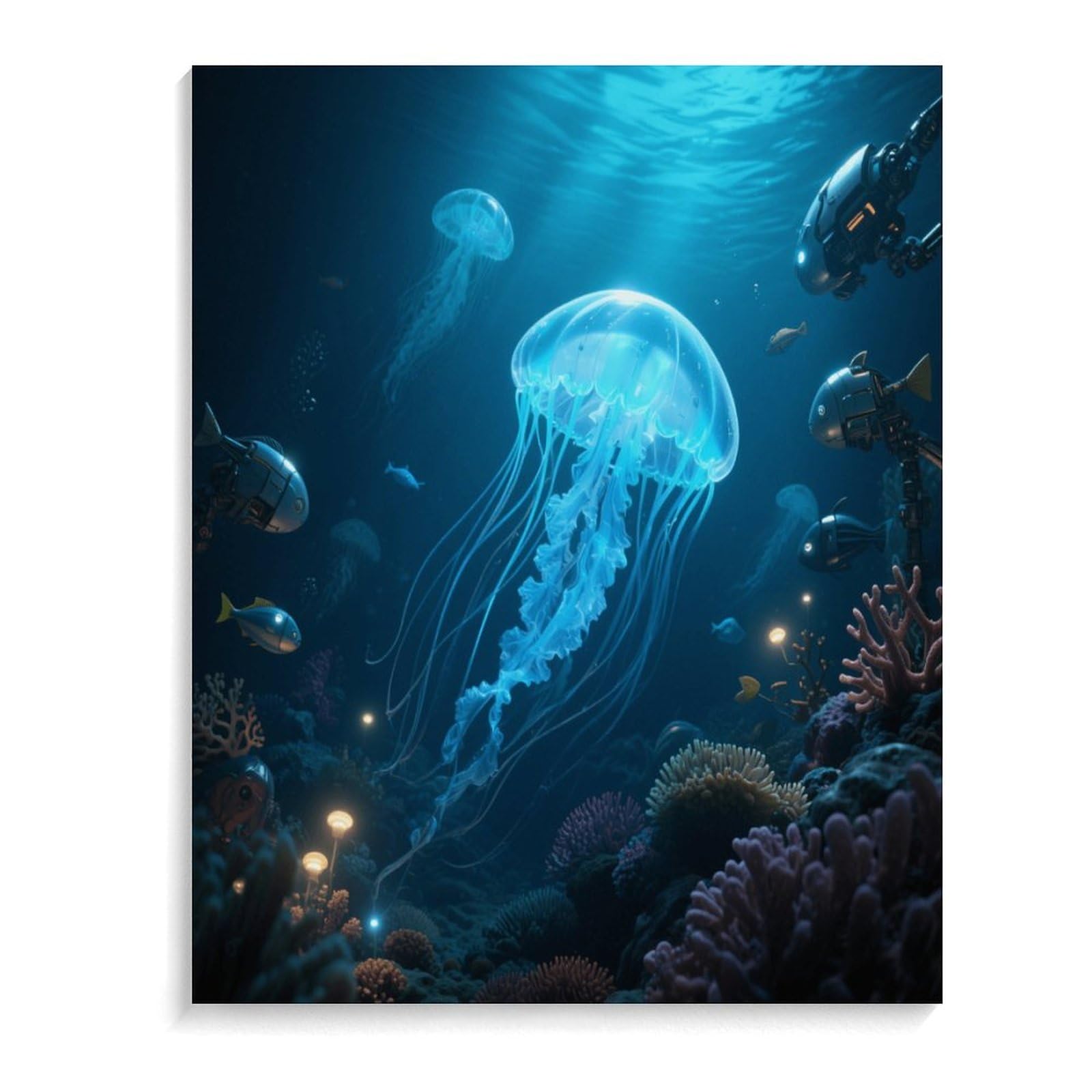 KOAYUBFC Deep Sea World Malen nach Zahlen Kit für Erwachsene Anfänger Erwachsene Malen nach Zahlen Kits auf Leinwand DIY Acryl Ölfarben Malerei mit Pinseln als Geschenk Home Wall Decor
