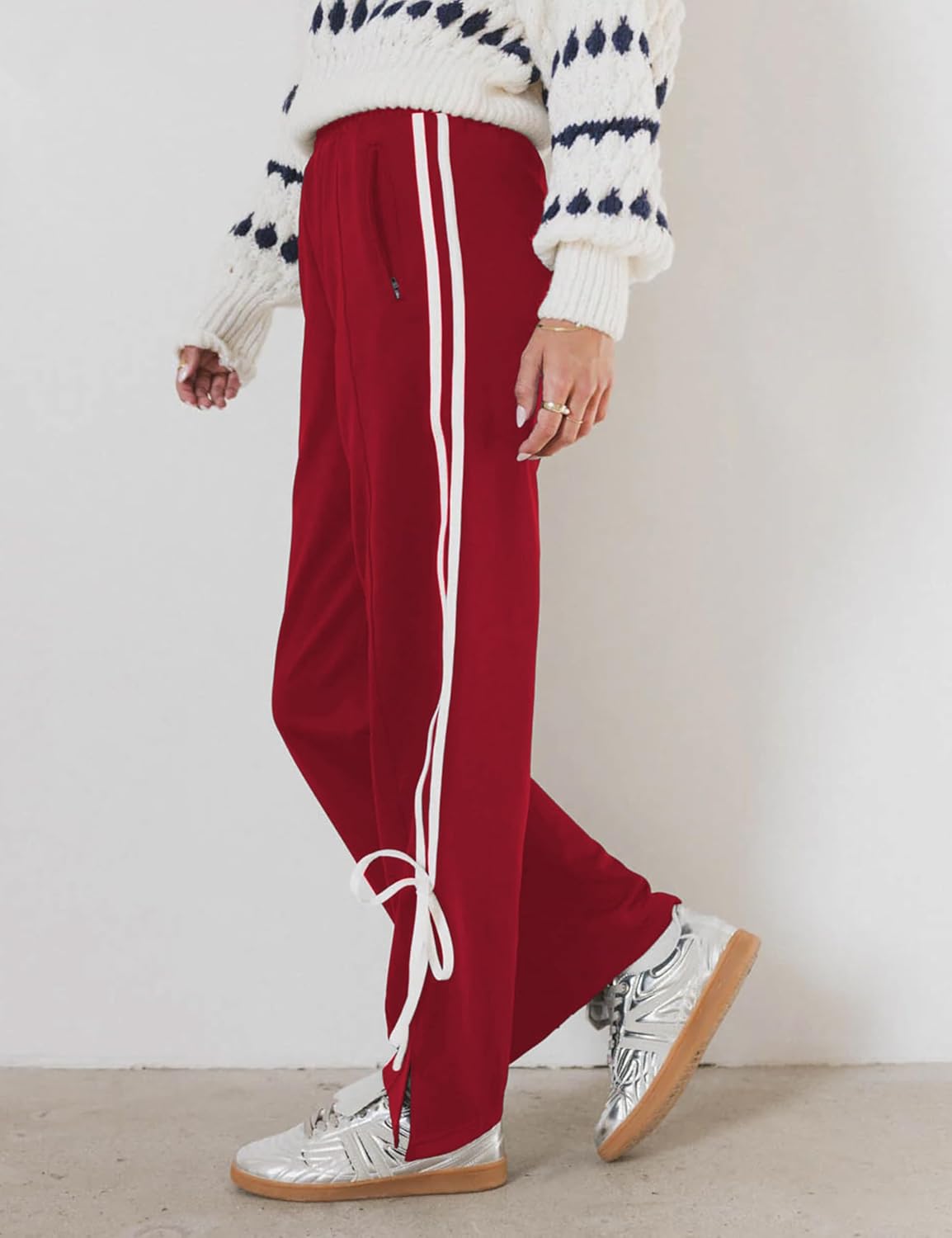 Women's Y2K Baggy Sweatpants Wide Leg Joggers Elastic Waist Striped Athletic Track Pants Lounge Casual Wear - Image 4