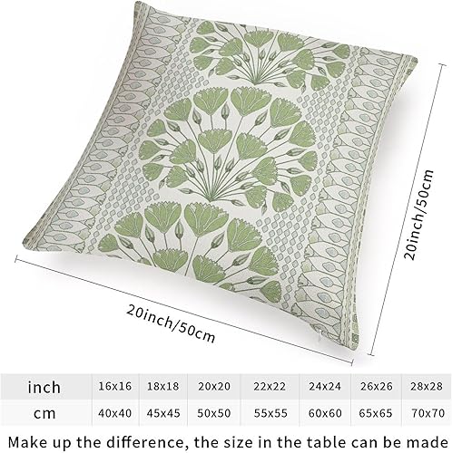 Miniatura 2 de ArogGeld Funda de almohada geométrica verde y blanca con diseño de flores de lirio, ginkgo biloba, funda de cojín chinoiserie asiática de doble cara