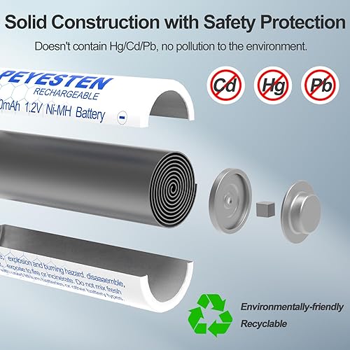 Miniatura 6 de Ni-Mh 800mAh 1.2V AA Baterías recargables Ni-Mh, baterías dobles A para luces solares, luces de jardín, paquete de 12, precargadas