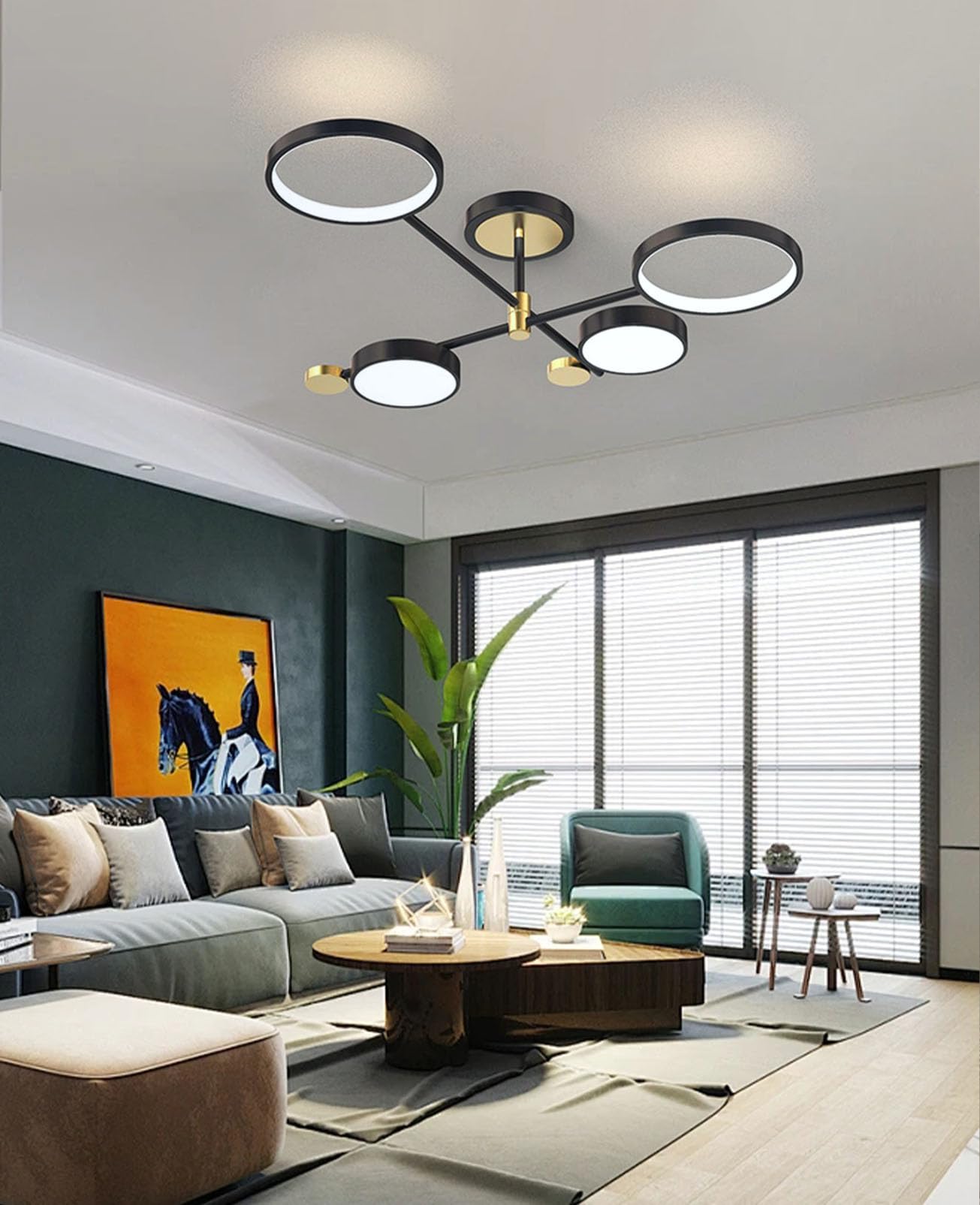 Dimmable Ceiling lamp Living Room Lamp Modern LED Lamp Dining Room Ceiling Lamp with Remote Control Ceiling Light for Dining Table Hanging lamp Kitchen lamp Black Ceiling lamp Golden (Black, L75)