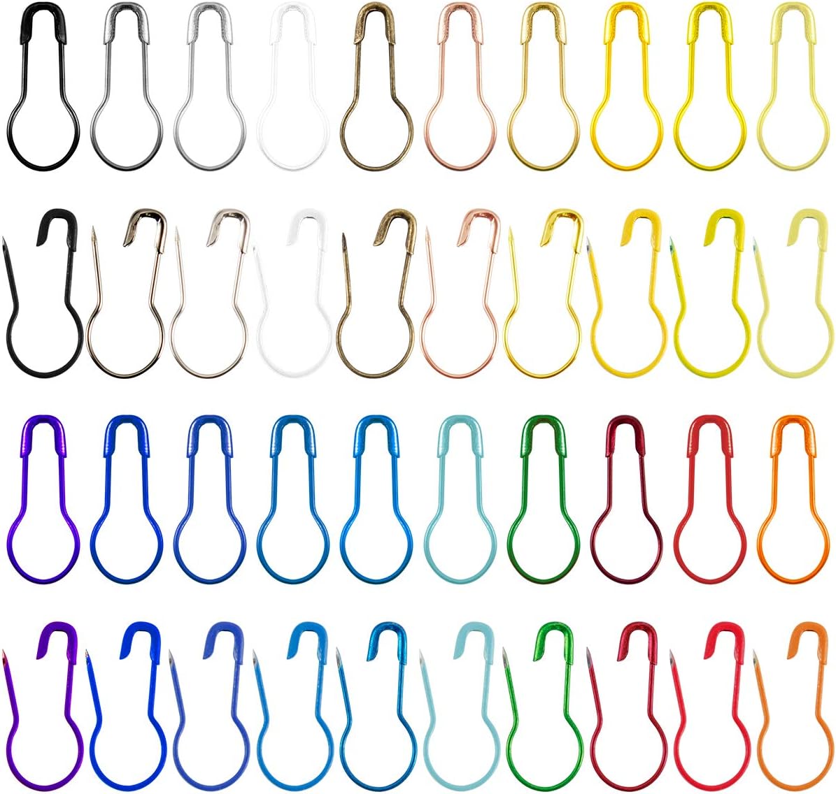 Biubee 1000 Pcs 20 Colors Bulb Gourd Pins- Metal Calabash Safety Pins Pear Shaped Pins for Knitting Stitch Markers, Sewing Clothing DIY Craft Making