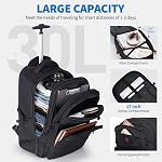 OIWAS Rolling Backpack for Laptop - Backpack with Wheels for Women Men, Travel Roller Backpacks, Business Wheeled Backpack