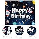 Party Propz Space Theme Birthday Decoration Backdrop 2 Pcs - Outer Space Astronaut Happy Birthday Backdrop Decoration for Boys (5 x 4 Ft) with Ribbon,Astronaut Theme Decor for Kids gallery image