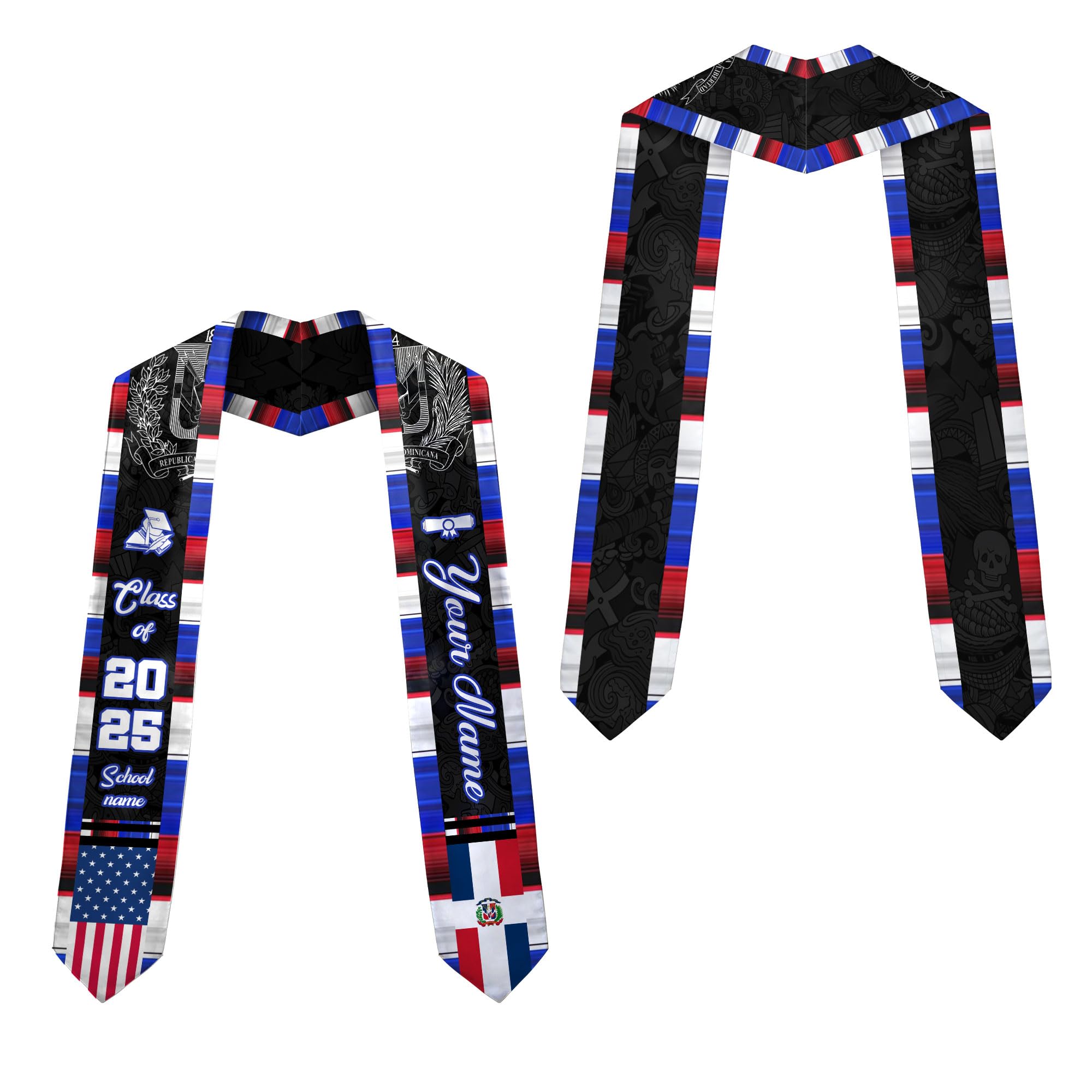 MonkeyVan Personalized Dominican Stoles for Graduation 2025, Custom Graduation Dominican Stole, Dominican Flag Graduation Sash Dominican6