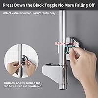 Vista 4 de Soporte para cabezal de ducha, soporte de ducha montado en la pared, soporte de ducha ajustable con ventosa, accesorio de varita de ducha reubicable