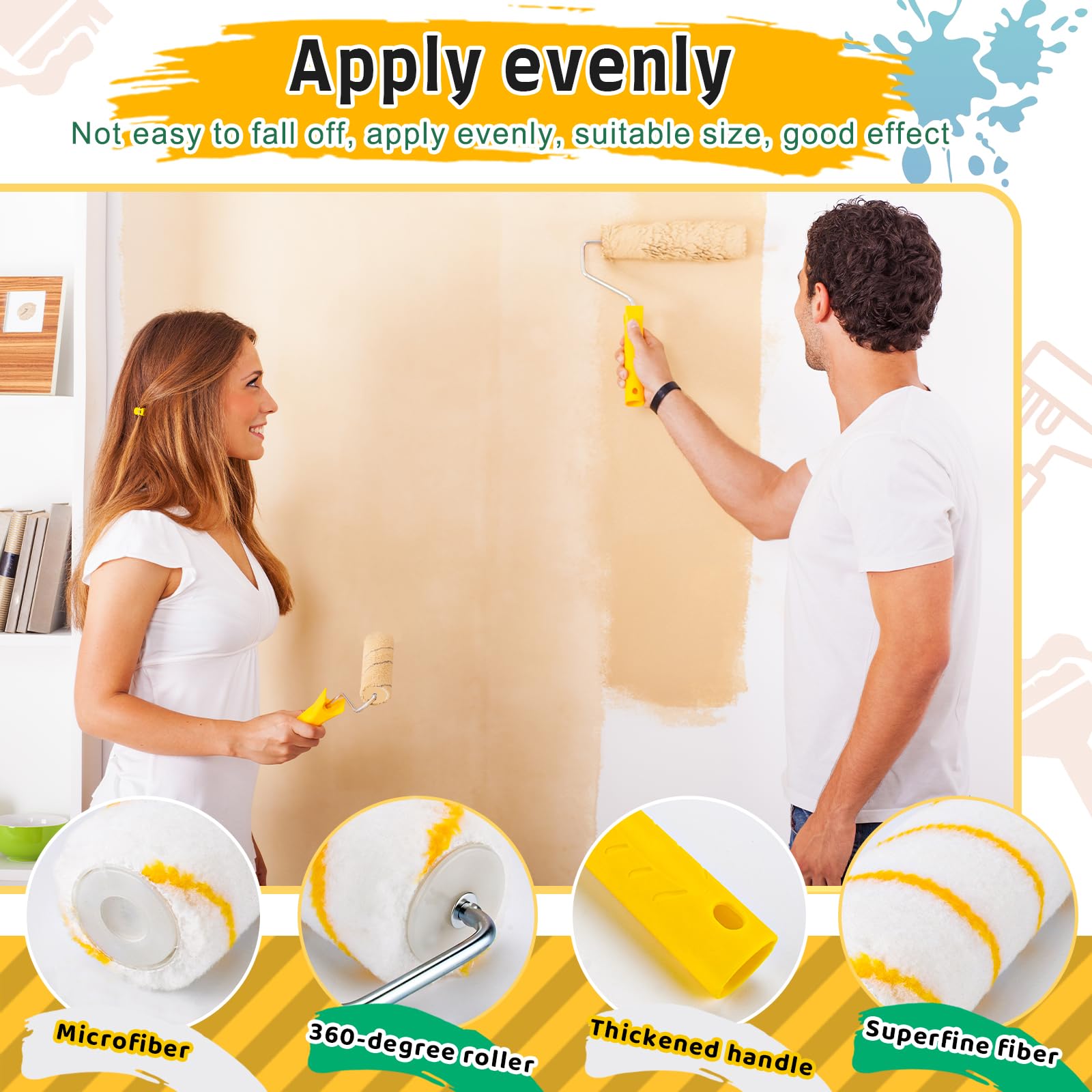 Kit Peinture 23 Pièces, Rouleau 4/9 Inch Rallonge, Bac à Peinture | Grattoir, Pinceau et Garnitures Inclus — pour Murs, Plafond et Portes, Équipement Complet pour Travaux