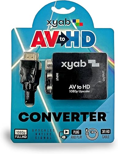 XYAB Convertidor AV a HDMI Adaptador RCA a HDMI para TV, monitor o proyector Soporta video y audio HD 1080P Compatible con consolas de juegos
