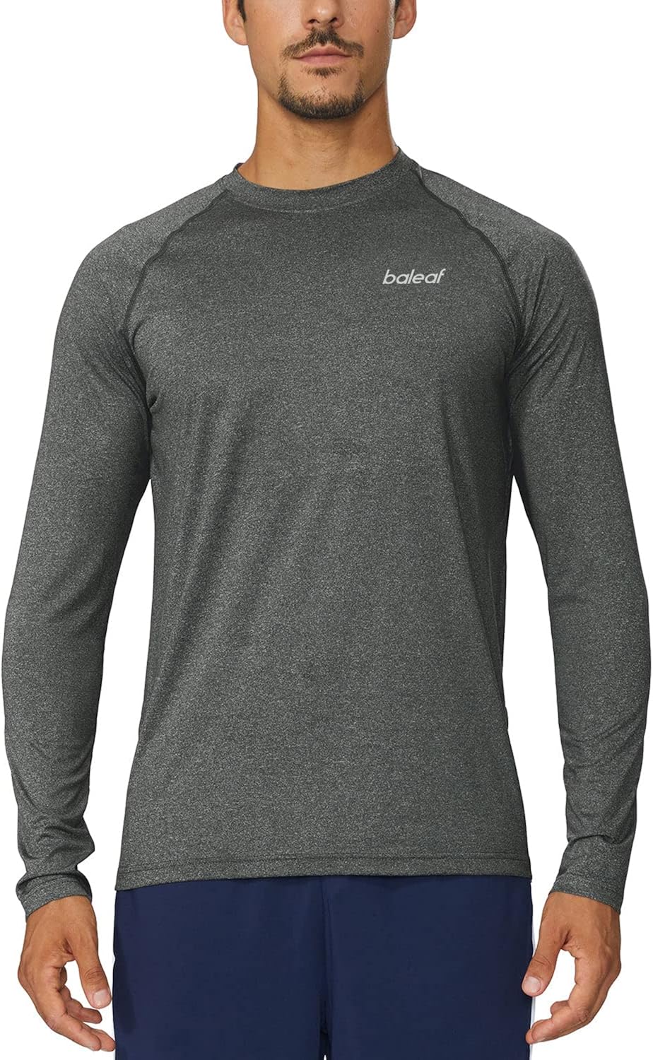 BALEAF Men's Long Sleeve Running Shirts Quick Dry Workout Shirts Athletic T-Shirts Lightweight Soft Fishing Tee Tops Small A003- Grey Heather